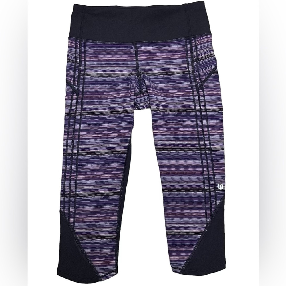 Lululemon Vent It Out Crop Leggings Women’s 4 Space Dye Twist Ultra Violet Navy